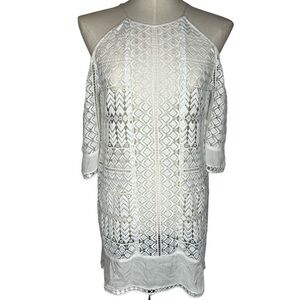 Ramy Brook Off The Shoulder Crochet White Lace Swim Cover Up Size XS